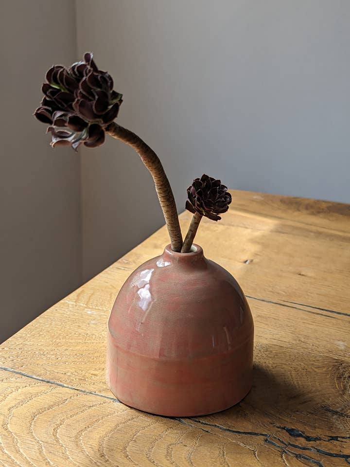 Short Bottle Vase (in Spring Pink) for wholesale by Tide Ceramics Studio
