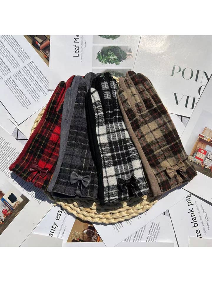 Gants - Gants Tactiles à Carreaux avec Nœud pour la vente par Funkyrel® Atzbranding Limited