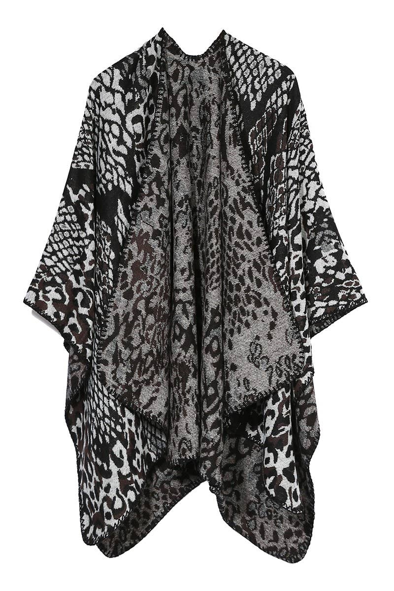 ACCITY - Wholesale Poncho - Women's - LEOPARD PRINTING SHAWL WRAP CAPE PONCHOS_CWASC0422