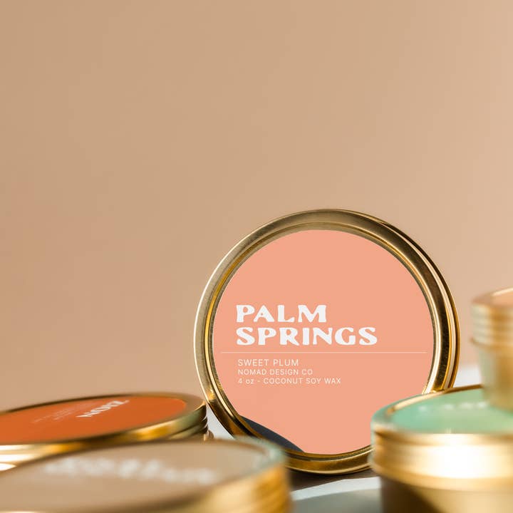 Palm Springs Travel Tin Candle for wholesale by Nomad Design Co