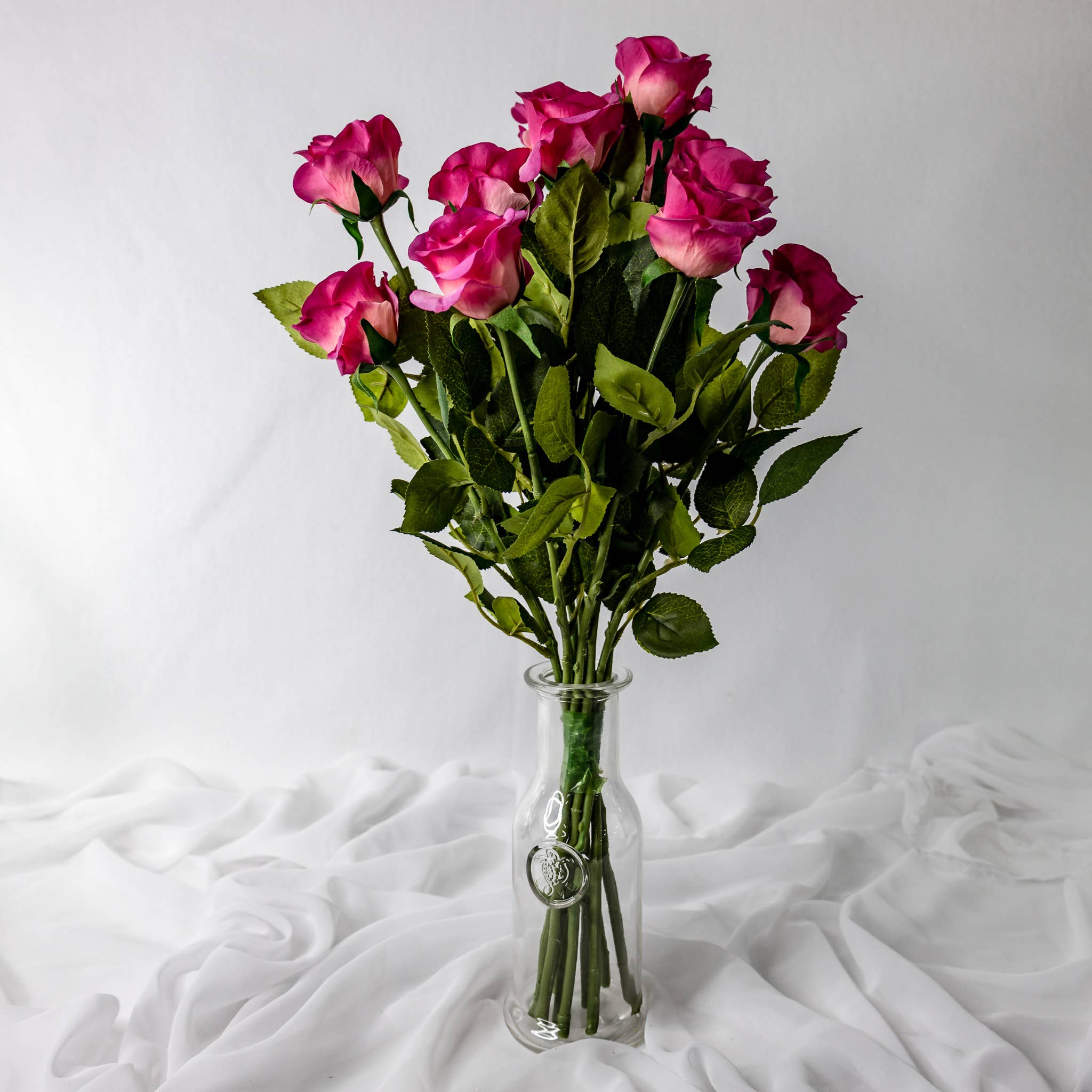 Realistic Artificial Flowers - Wholesale Artificial Flowers - Fuchsia Real Touch Half Bloom Rose - Realistic Artificial4