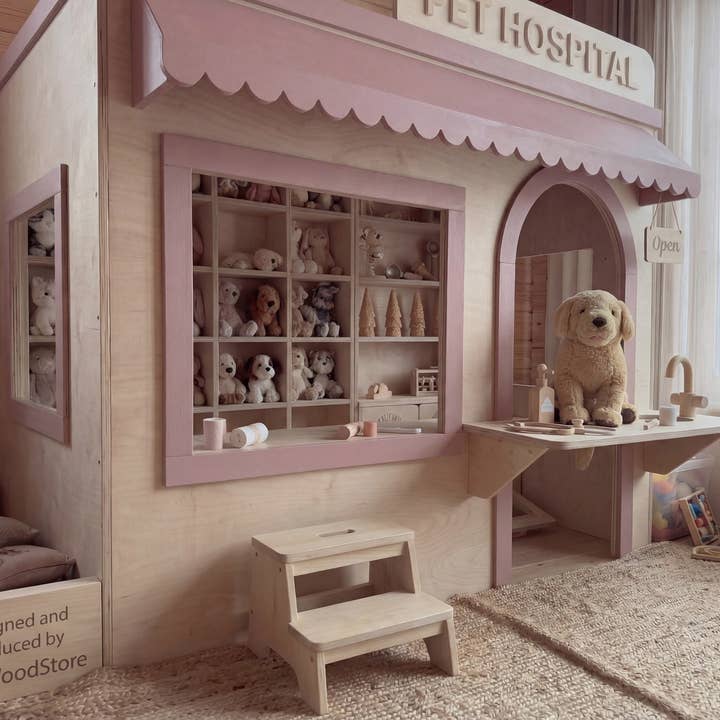 Wooden Kids Pretend Playhouse | Custom Indoor Role Play Pet Hospital Playhouse for Home & Commercial Use for wholesale by Kids Wood Store