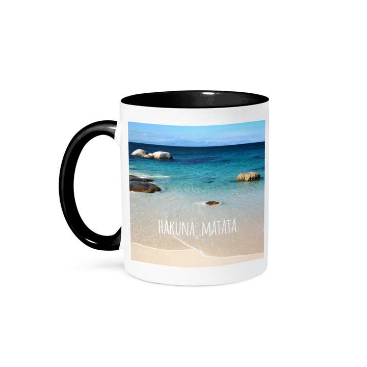 3dRose - Wholesale Coffee Mug - 3dRose, Hakuna Matata - Swahili African for No worries - on beautiful beach - carefree calm ocean sea photo, Mug