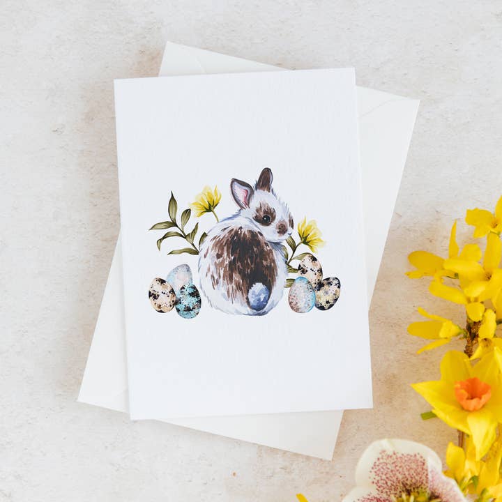 Easter Bunny Watercolour Sustainable Greetings Card for wholesale by Sophie Brabbins