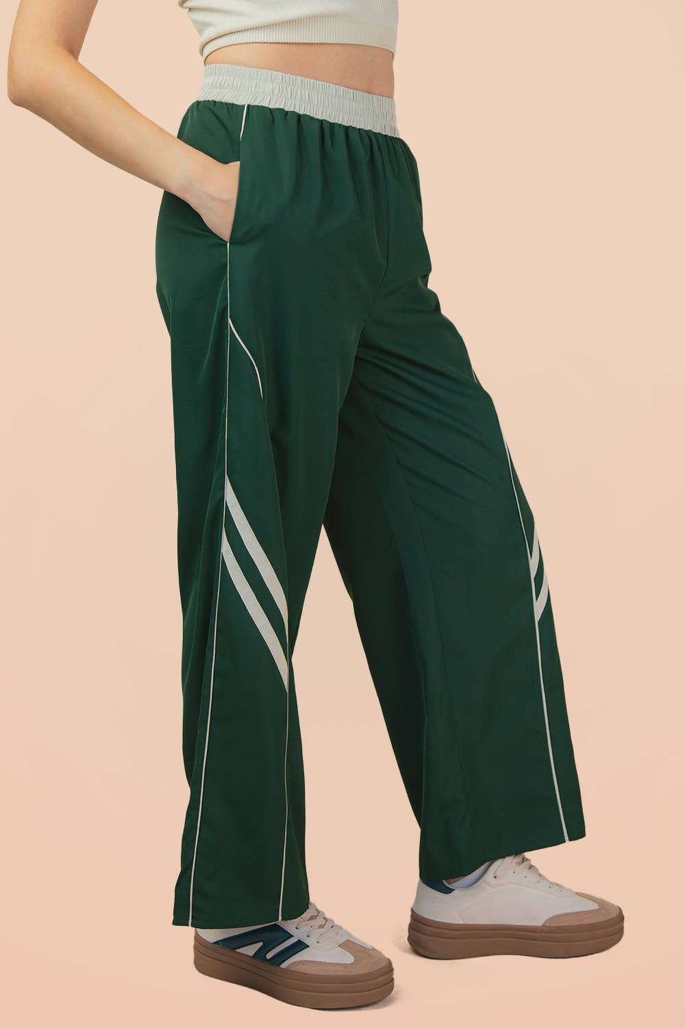 VERY J - Vente Pantalon de sport – femme - NP70963-Pantalon de Survêtement à Jambes Larges avec Détail de Passepoil16