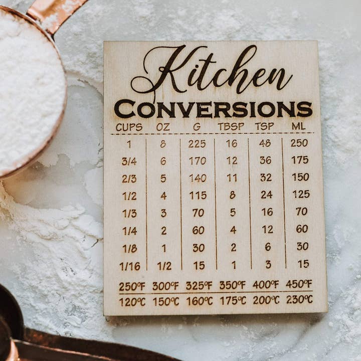 4-Inch Wooden Kitchen Conversion Chart Fridge Magnet for wholesale by Lady Laser Co