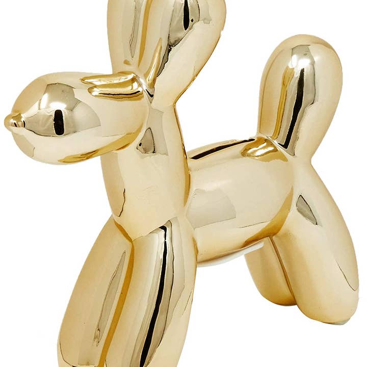 Interior Illusions Plus - Wholesale Money/Piggy Bank - Gold Mini Ceramic Dog Piggy Bank - 7.5" tall0