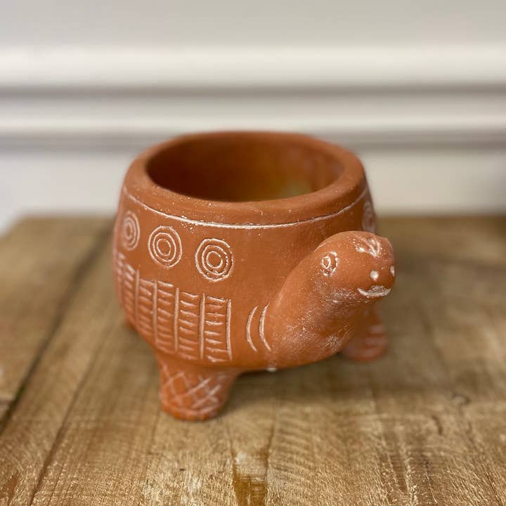 Vagabond Vintage - Wholesale Plant Pot - CEMENT RED TURTLE PLANTER