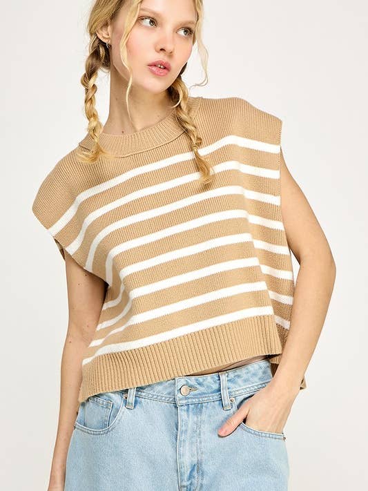 LÄSSIGE, ÄRMELLOSE, BEQUEME PULLOVERWESTE MIT RUNDHALSAUSSCHNITT für den Großhandel von Miss Love