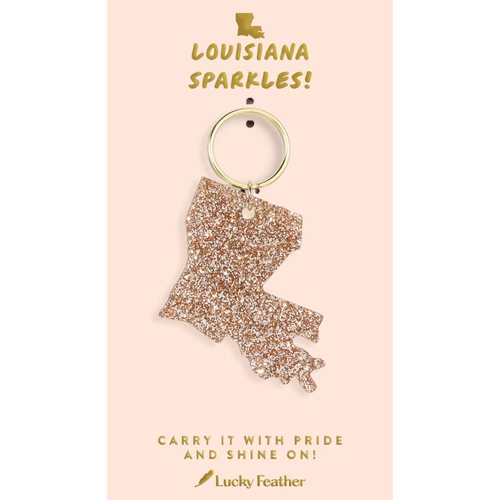 Glitter Keychain - State - LOUISIANA for wholesale by Lucky Feather