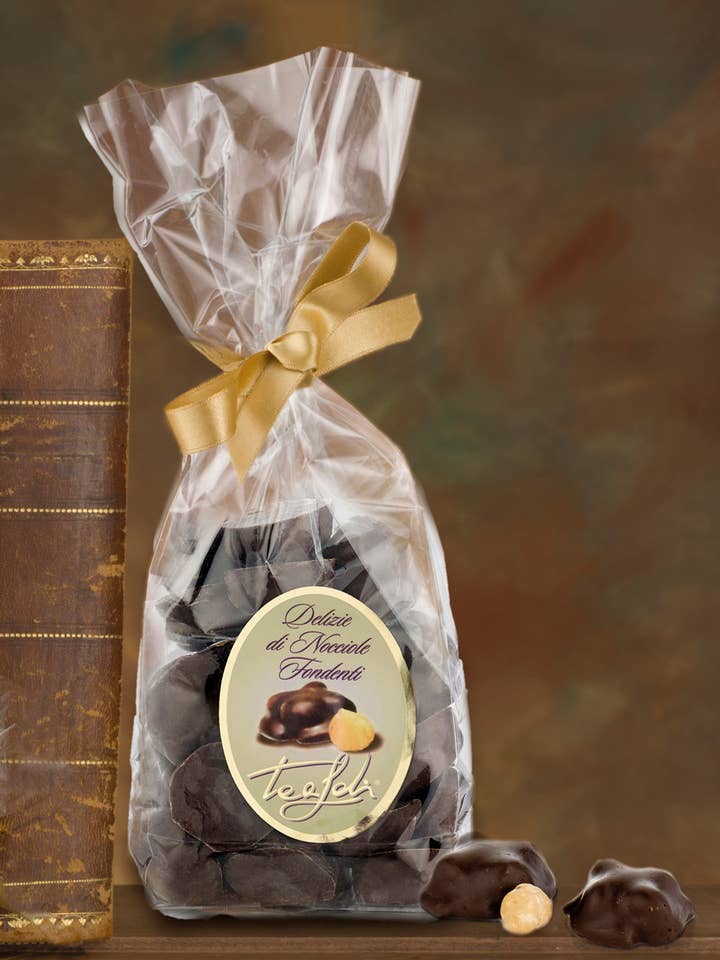 Delights of Dark Chocolate Hazelnuts 200g for wholesale by ANTICO PASTIFICIO TEALDI SRL (Tealdi)
