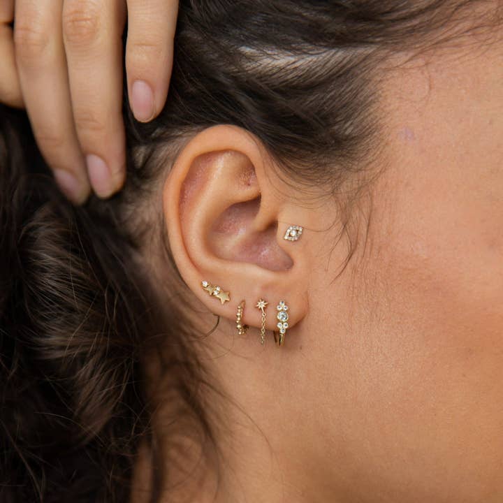 ZOHREH - Wholesale Stud/Post Earrings - Diamond Evil Eye Flat Back Earring 14k Gold1