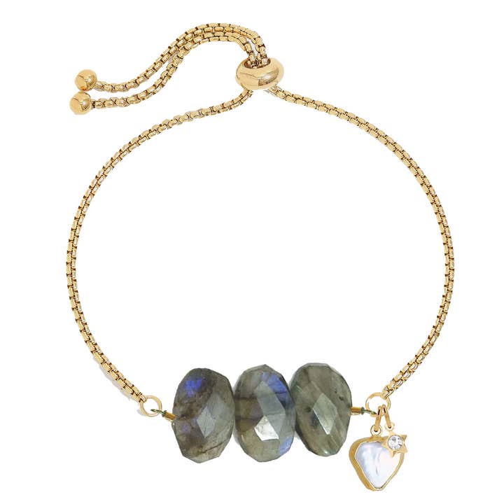 3 Colors - Natasha Faceted Heart + Star Bracelet for wholesale by Mint + Sky