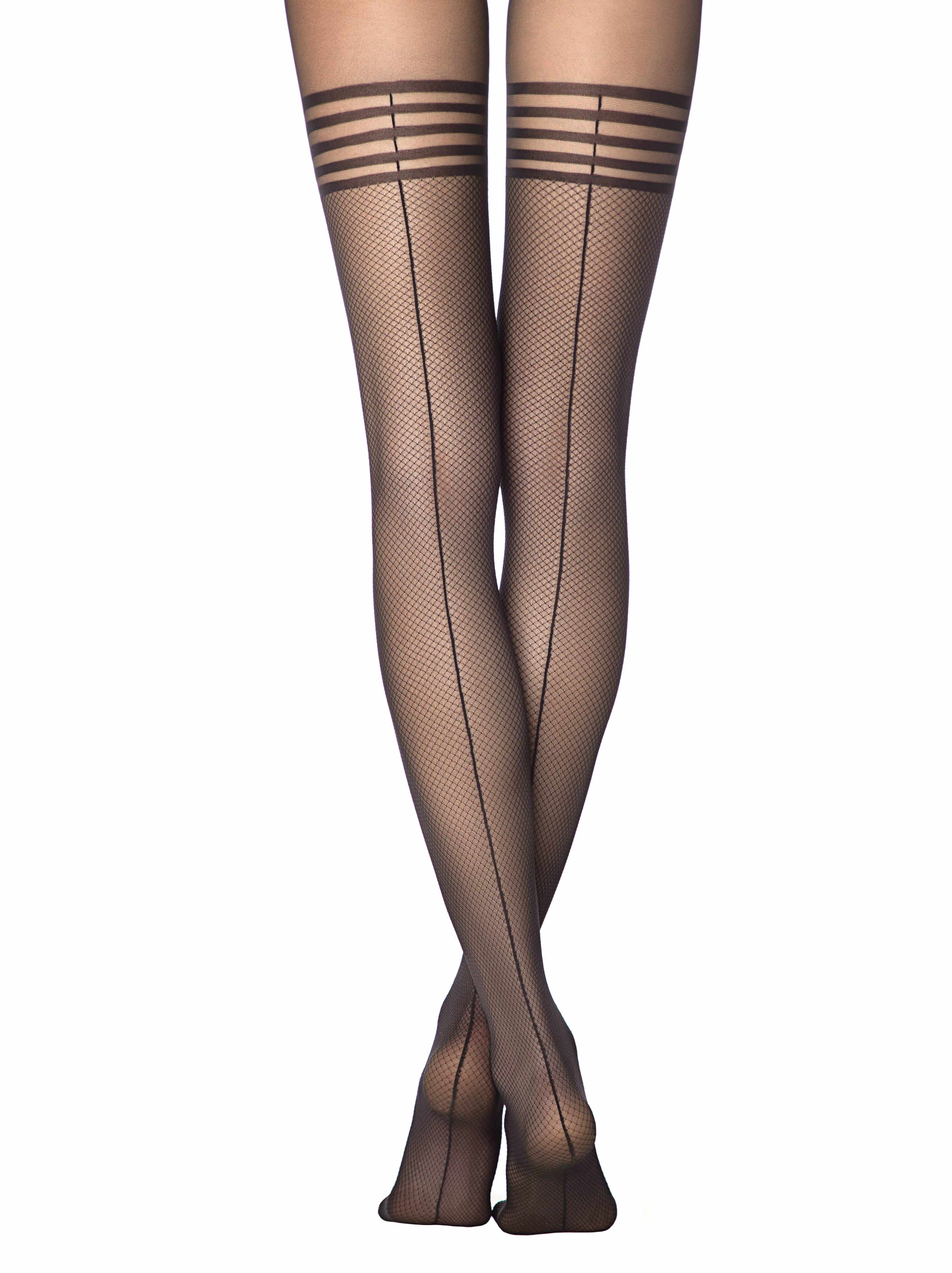 Nero Thin, elastic tights with overknee pattern - IMPRESS for wholesale on Faire0
