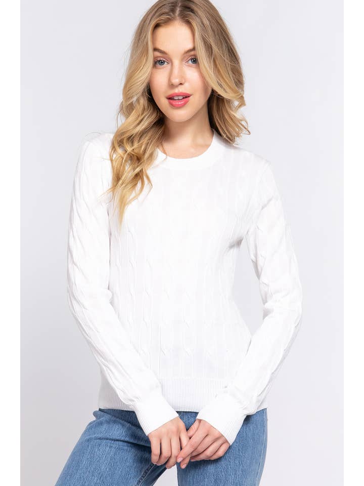 42POPS - Wholesale Pullover-trui - Dames - ... SI-24992 AANSLUITENDE LANGE KABELTRUI MET RONDE HALS11