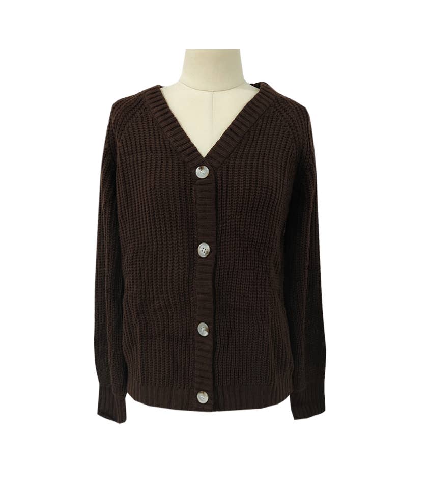 Rosa Clothing - Wholesale Cardigan - Women's - Women Knit Cardigan Loose Fit Button Down Fall Sweater14