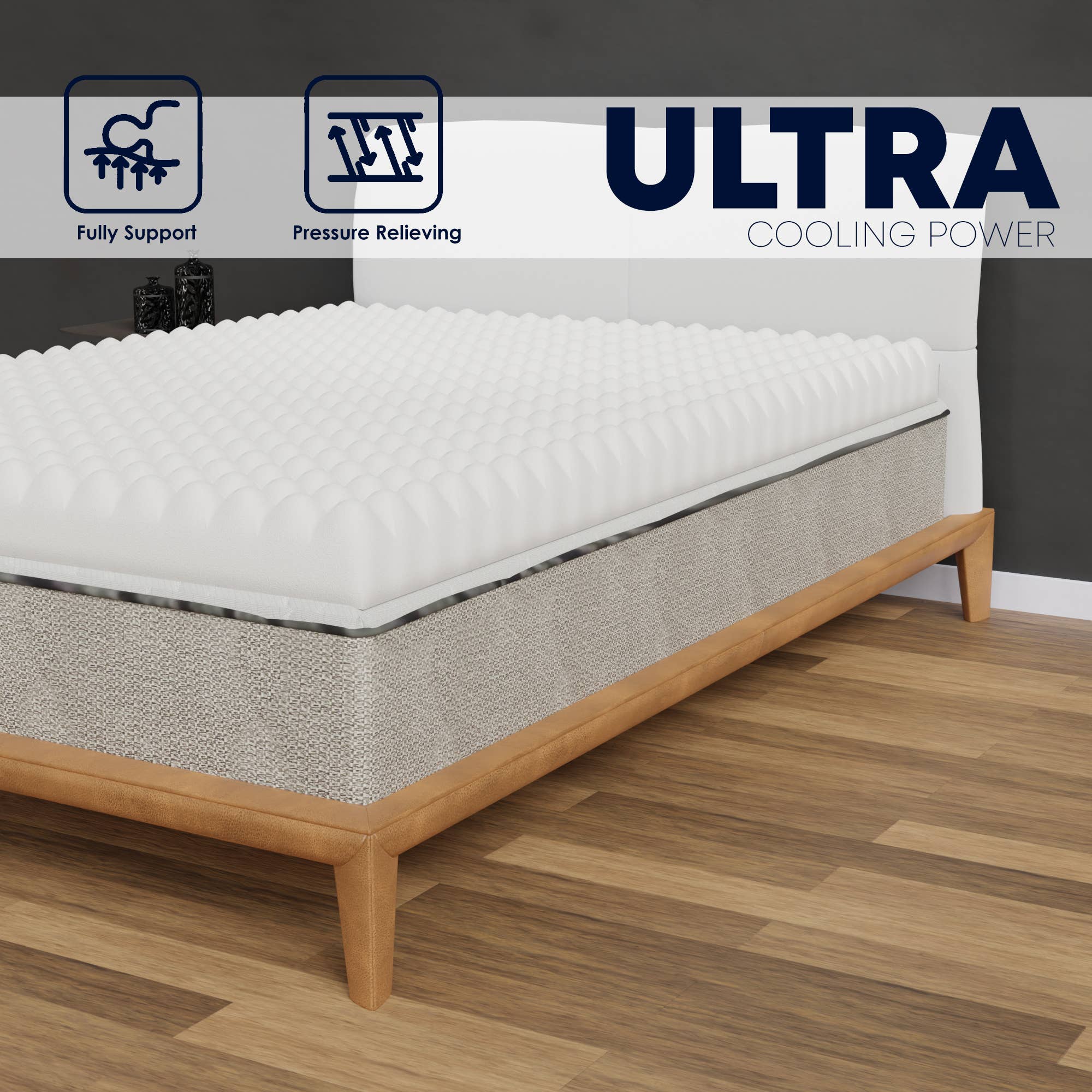 White 3-inch Convoluted Egg Shell Foam Mattress Topper for wholesale on Faire6