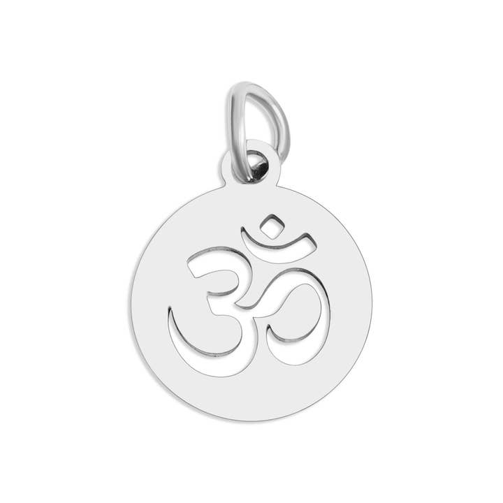WJW - Wholesale Individual Charm/Pendant - 18K Gold PVD Stainless Steel "Om" Symbol Circle Pendant1