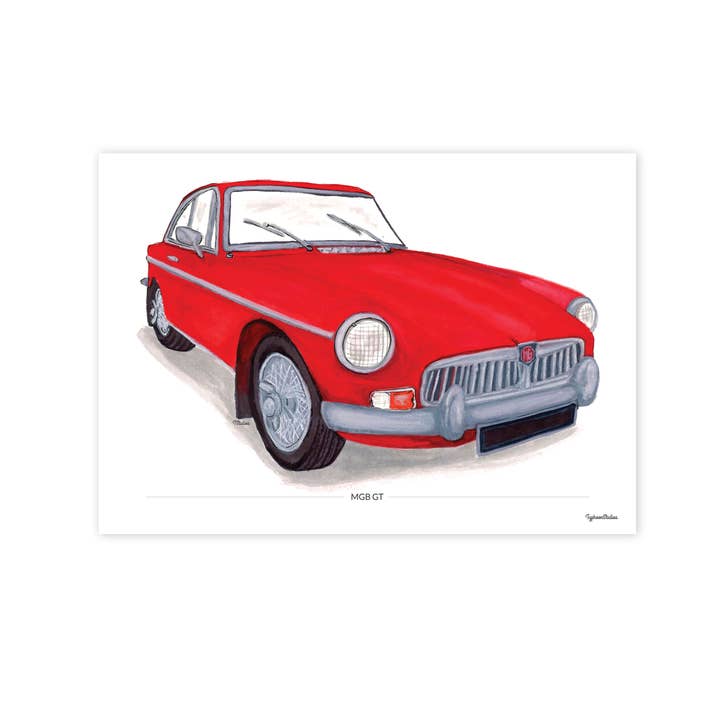 MGB GBT Illustration Car Print for wholesale by Typhoon Studios