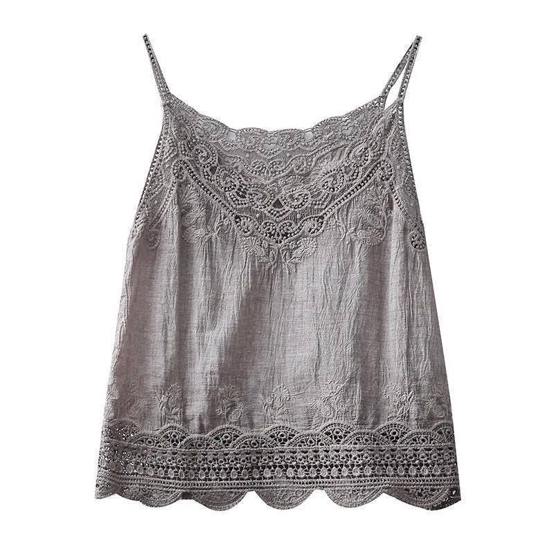 Hope & Sunshine - Wholesale Camisole - Dames - Stone Wash topje met kanten rand5