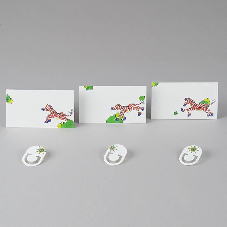 KASHIKO - Wholesale Stationery/Notecard Set - Message Card And Paper Clip [Zebra]2