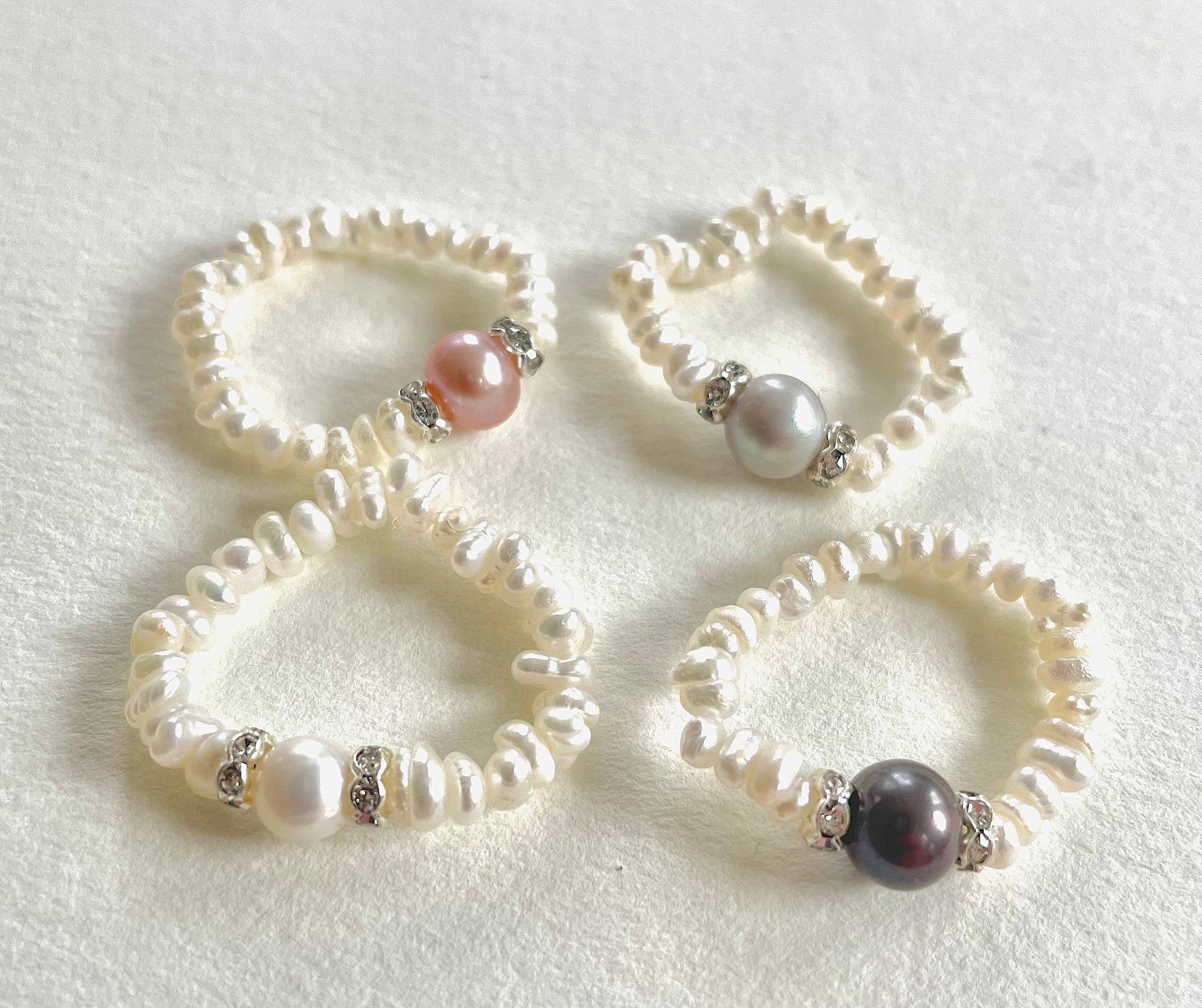 Studio G - Vente Anneau/bague à empiler - #39 - Bagues en perles extensibles0