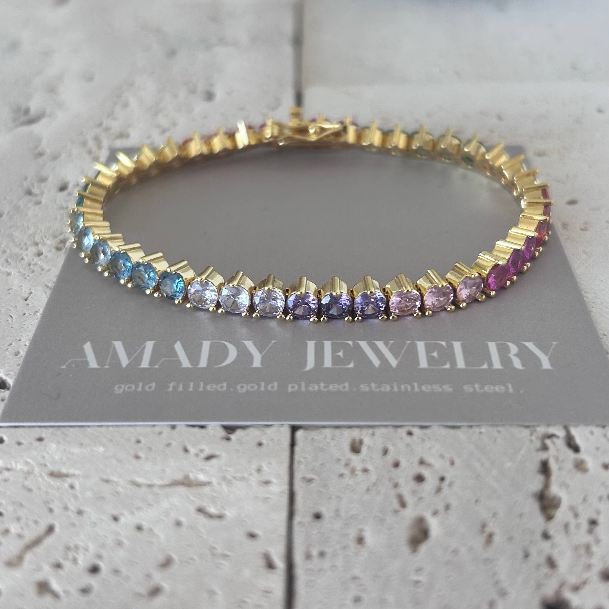 Amady Jewelry - Wholesale Tennis Bracelet - Tennis bracelet Colorful rainbow crystals 12