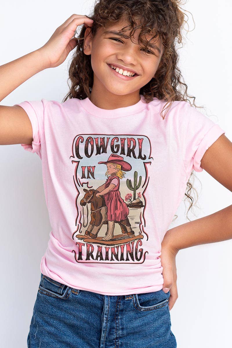 COLORBEAR - Wholesale Screen Printed T-Shirt - Kids - KIDS GRAPHIC TEE COWGIRL IN TRAINING,WESTERN,CACTUS 2