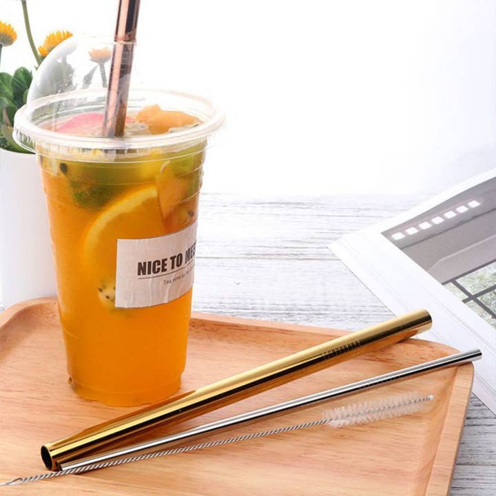 Sostraw & SmartThings - Wholesale Drinking Straw - Bubble Tea Set - 3 straws with pouch and brush - Mix Color4