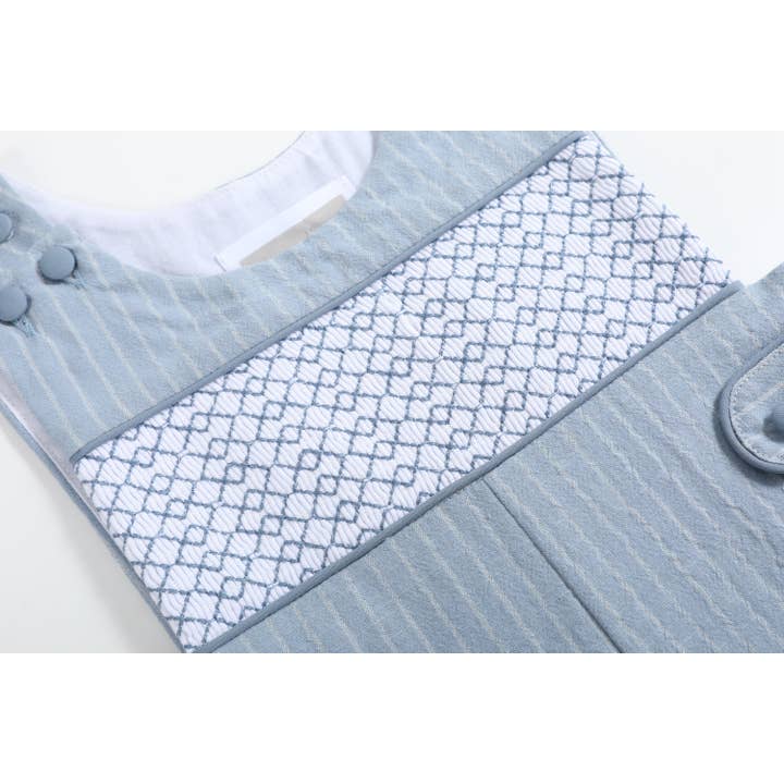 Lil Cactus - Wholesale Overalls - Baby - Light Blue Pinstripe Smocked Jon Jons3