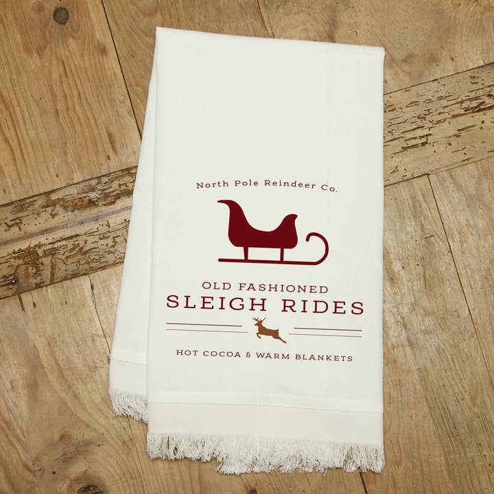 Torchon de cuisine Sleigh Rides/MS pour la vente par Second Nature by Hand
