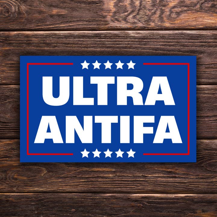 Ultra Antifa Sticker | 3" x 2" | MAGA Parody Sticker | Progressive Politics | Anti-Fascist Vinyl Sticker | Political Humor Sticker for wholesale by Atomic Cactus Stickers