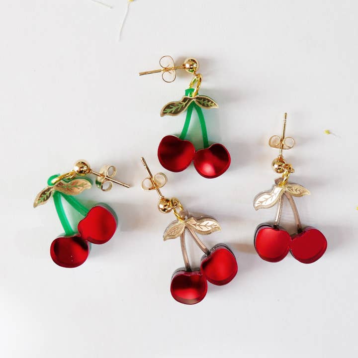 Pendientes pequeños Cerezas. Hechos a mano en Italia. para venta al por mayor de BiCA-Good Morning Design