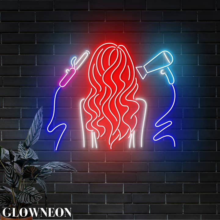 Girl Hair Salon Wall Led Light, Open Beauty Hair Salon Decor for wholesale by Glow Neon