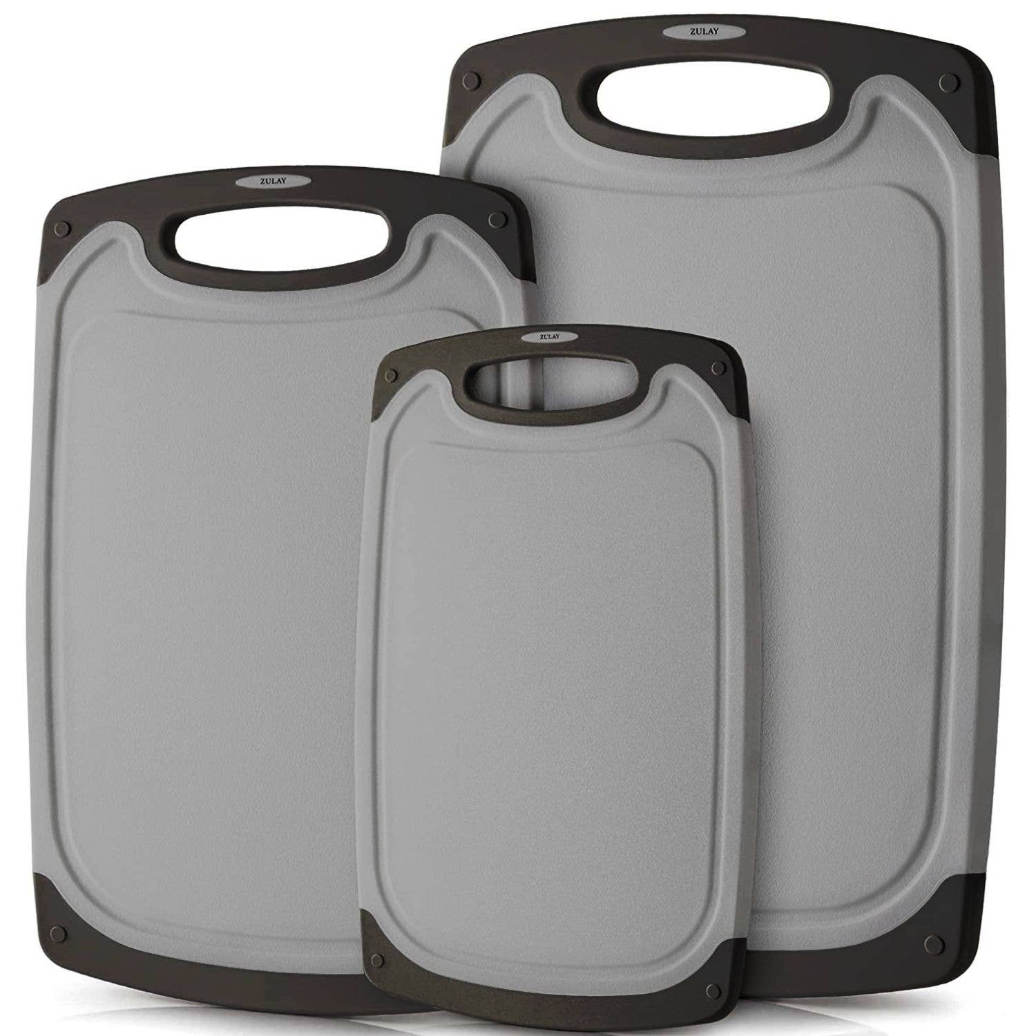 Zulay Kitchen - Vendita all'ingrosso Taglieri - Set di 3 Taglieri in Plastica – Scanalatura Antiscivolo per Succhi1