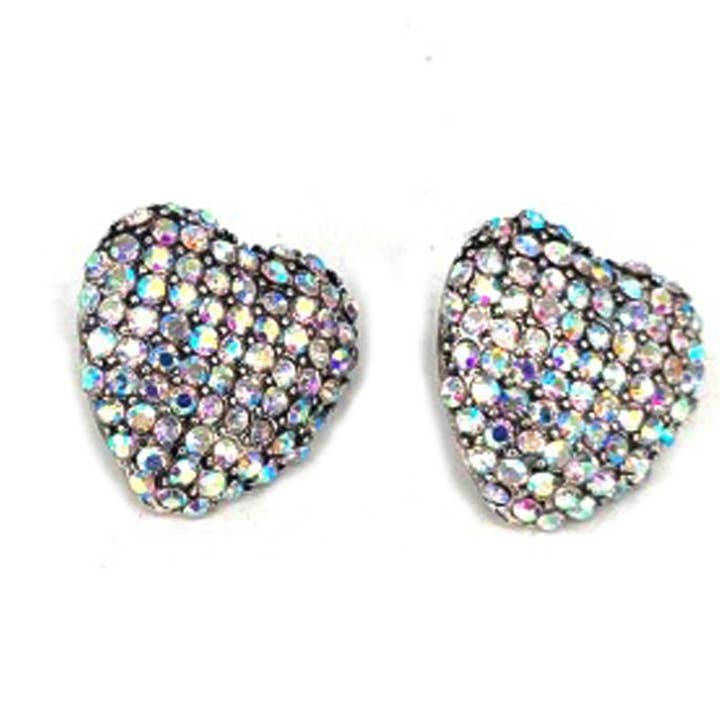 Western Crystal Heart Bubble Post Earrings for wholesale by Snowing West