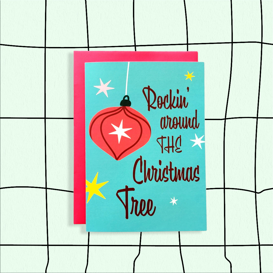 Thanks You're Welcome – Großhandel Weihnachtskarte – AUSVERKAUF - Rockin' Around the Christmas Tree - 5x7 Grußkarte2