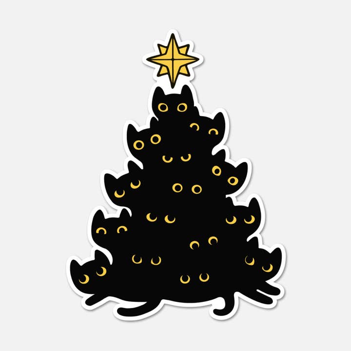 Black Cat Christmas Tree - Cat Sticker for wholesale by Footnotes