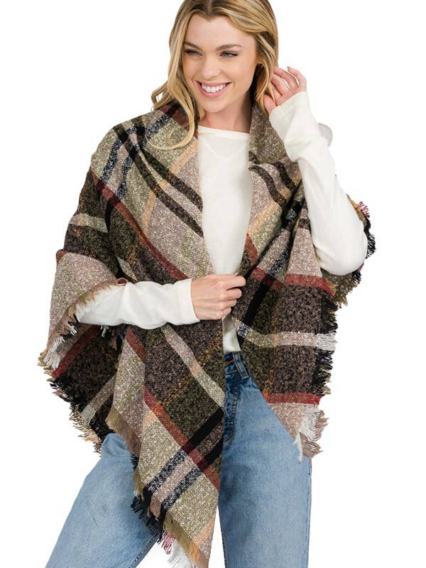 Écharpe en tartan Madras à carreaux et bordure effilochée pour la vente par Cap Zone