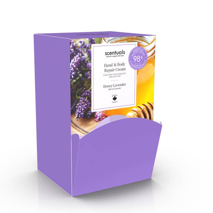 Creme Reparador de Mãos e Corpo de Mel e Lavanda 20ml (Expositor de 24) por atacado de Scentuals Natural & Organic Skin Care