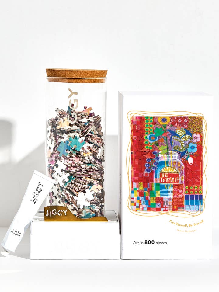 800pc Puzzle & Glue Kit: Free Yourself, Be Yourself, Sharon Nullmeyer for wholesale by JIGGY Puzzles