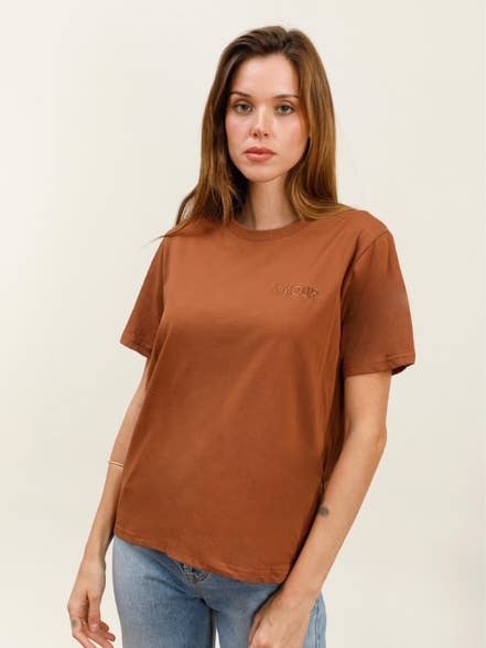 Plain cotton T-shirt with AMOUR embroidery - M218 for wholesale by MOOYA