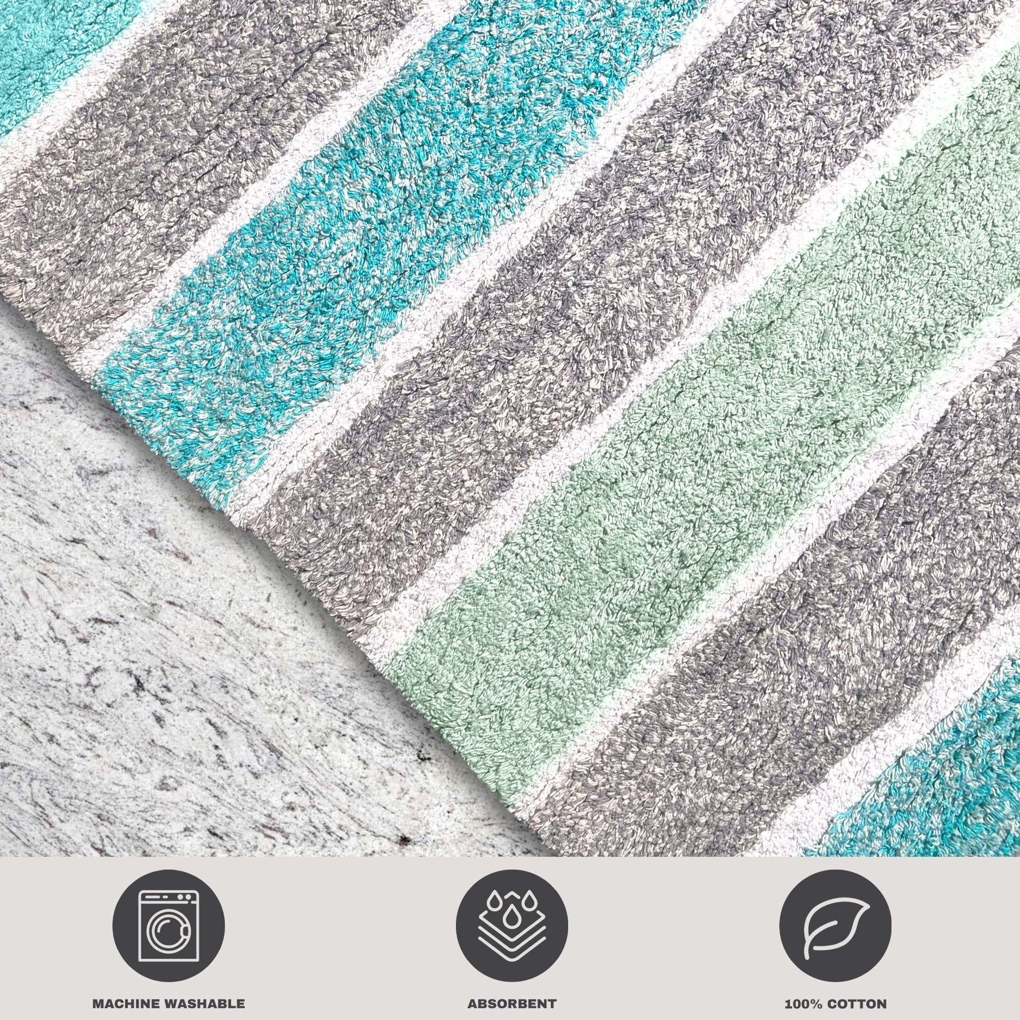 Cinzento Tapete de Banho Cordural Stripe algodão 17" X24" - Verde Menta - Cinza para venda a revendedores na Faire2