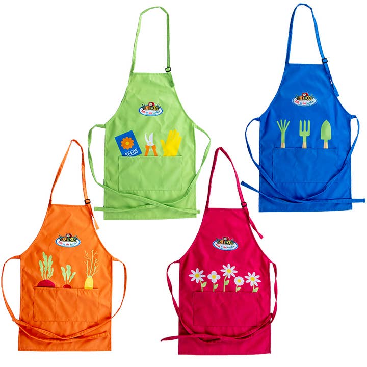 Esschert Design USA - Wholesale Apron - Kids - Children's Garden Apron, 4 Asst. Colors
