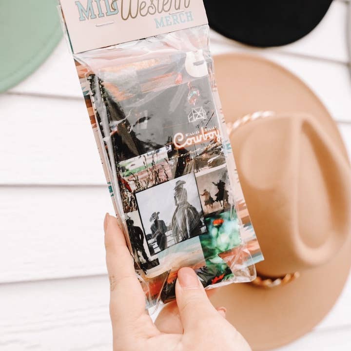 The Front Porch Label - Wholesale Drink Huggers & Koozies - Cowboy Collage Tall Coozie 2-Pack