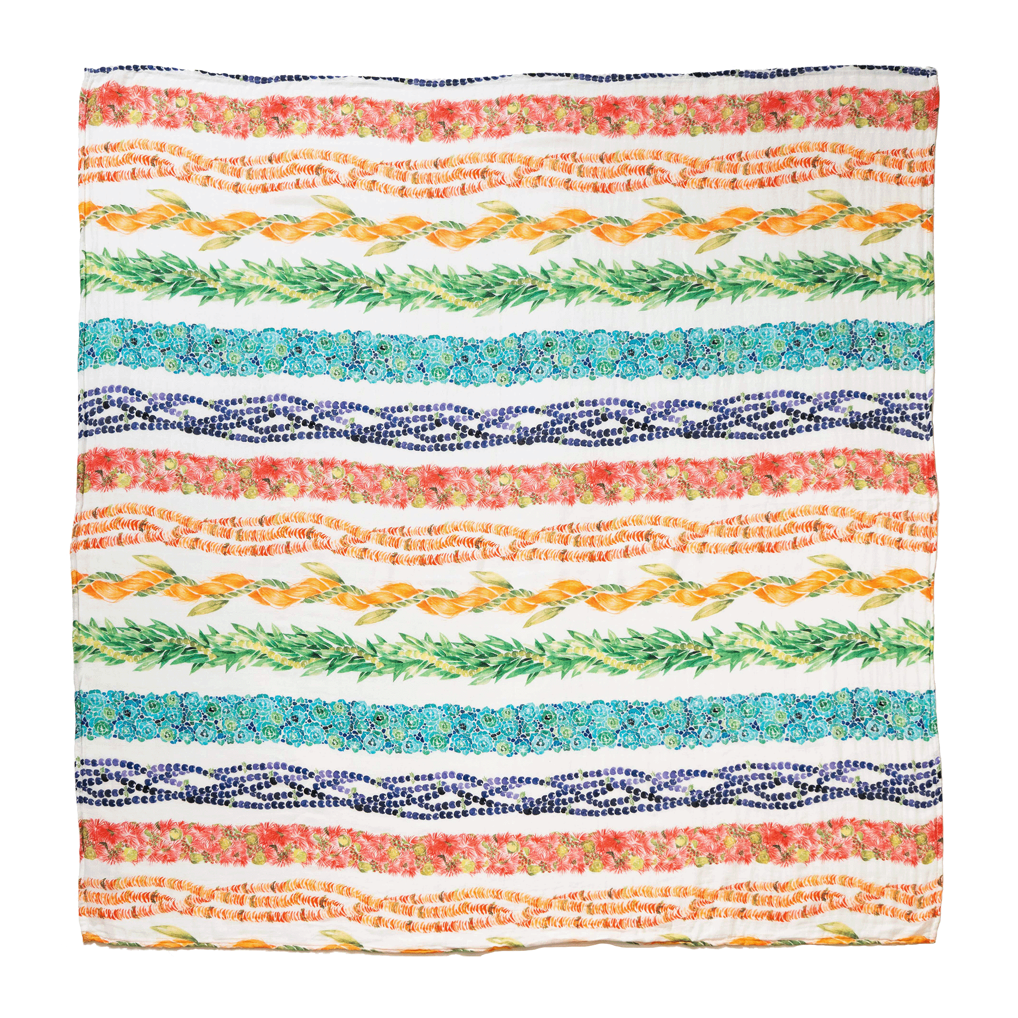 The Keiki Dept – wholesale Swaddle – Baby – Lei Anuenue Bamboo Muslin Kapa Moe (Swaddle Blanket)2