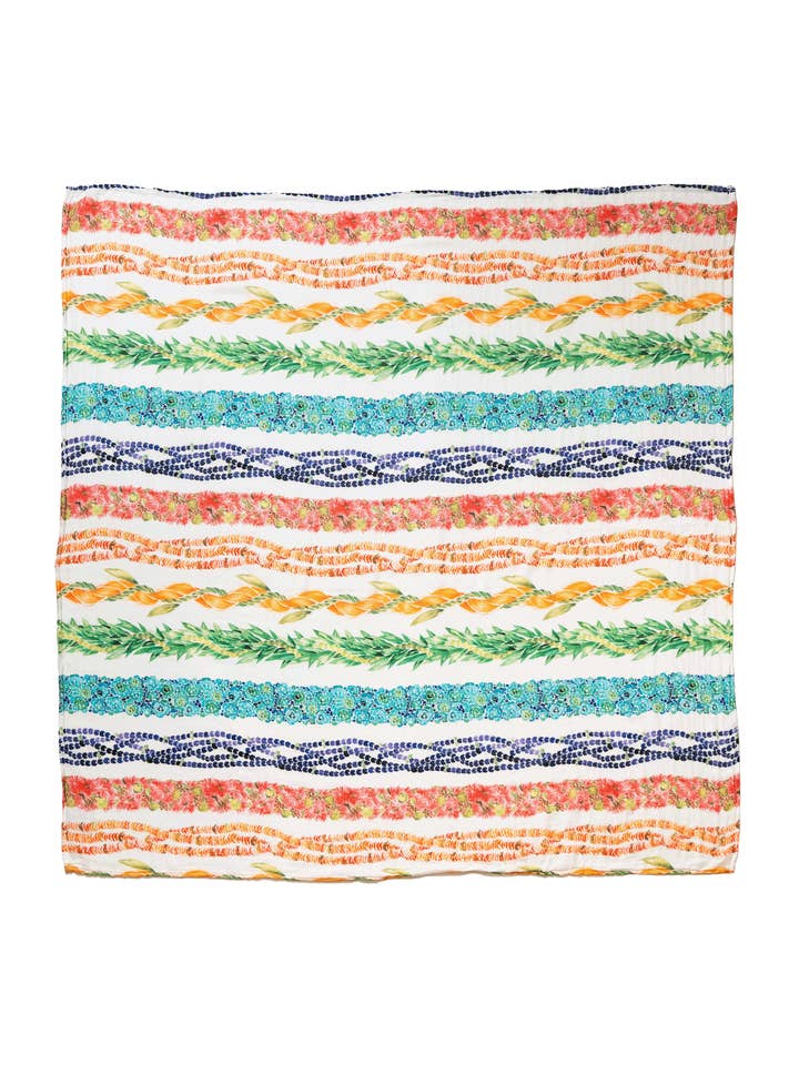 The Keiki Dept - Wholesale Swaddle - Baby - Lei Anuenue Bamboo Muslin Kapa Moe (Swaddle Blanket)2