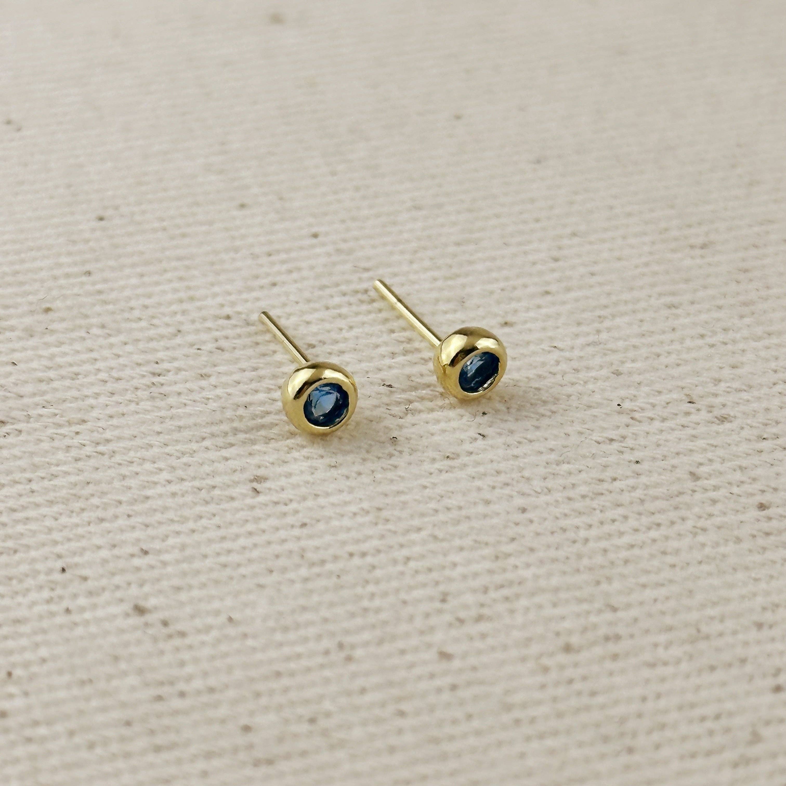 GoldFi - Wholesale Stud/Post Earrings - 18K Gold Filled Dainty Bezel CZ Birthstone Stud Earrings10