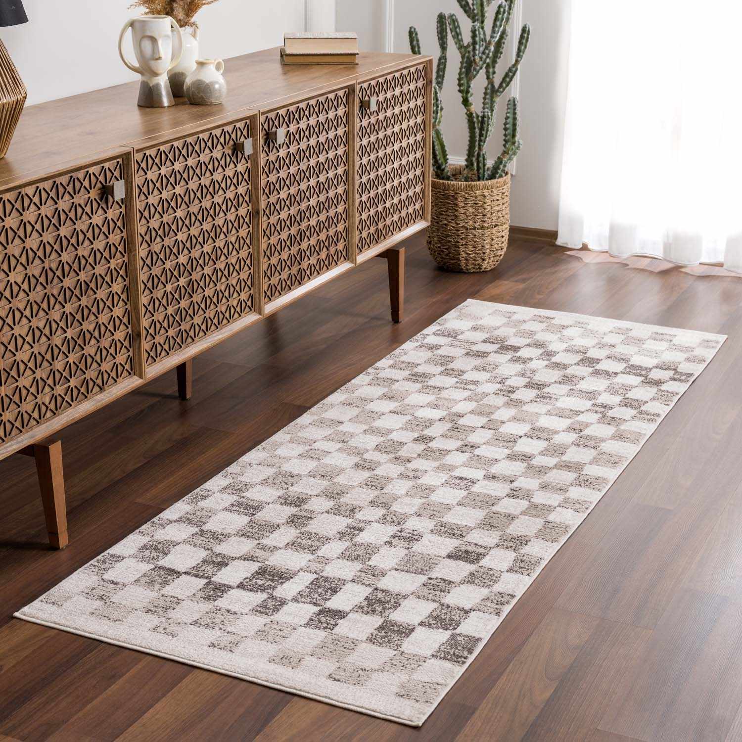 Hauteloom - Wholesale Area Rug - Benjy Beige Checkered Area Rug5