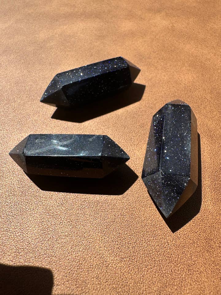 Blue Goldstone Double Terminated Point | Crystal Healing Wand for Protection & Ambition | Reiki, Meditation, Chakra Balancing, Energy Work, Christmas Crystal Gift for wholesale by Moon Rituals